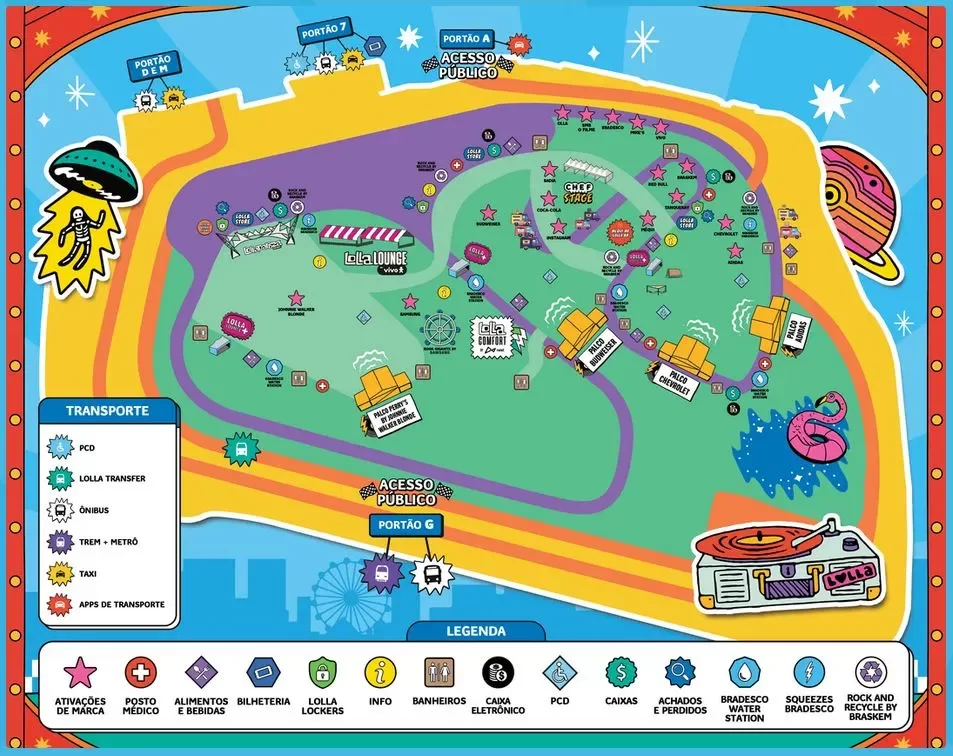 Mapa do Lollapalooza 2023